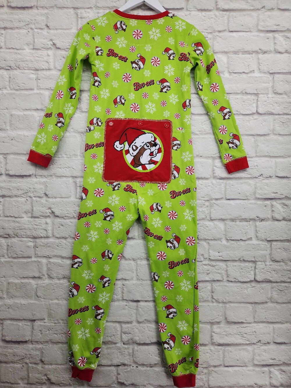Buc-ee's Christmas Santa Beaver Holiday One Piece Pajamas Youth Large YL